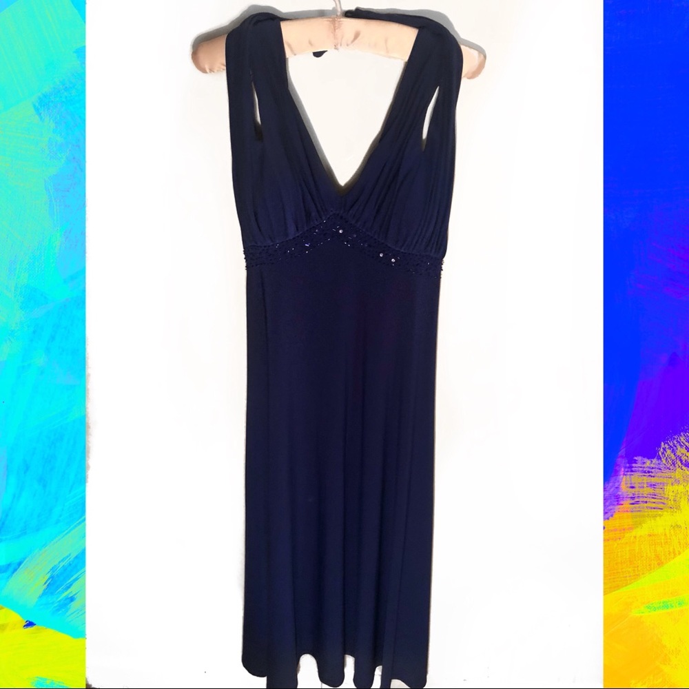 Blue Sequined Halter Dress